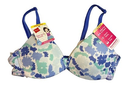 Hanes Girl's Bra 2 Pack Sleek And Smooth Wirefree Size 30A 1 Blue, 1 White