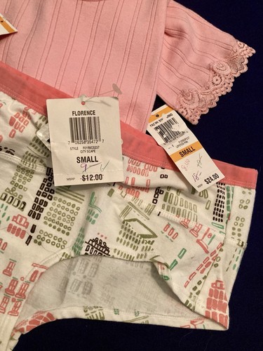 Sleep Tee Shirt Top Lot sz S ALFANI JENNI Pink Green Long Sleeve Lowrise Panties - Picture 8 of 21