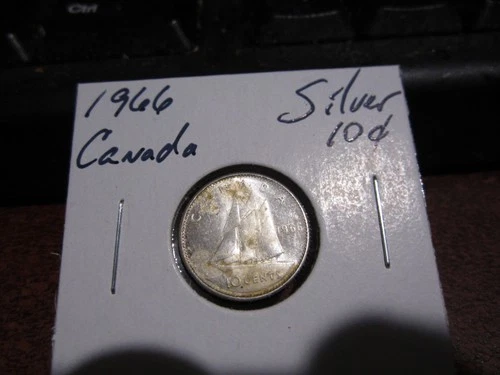 Canada 1966 -  10 Cent Dime Canadian Coin - 80% Silver - ASW 0.06 Oz