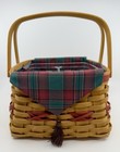 Longaberger 2000 Century Celebration Basket with 2 Plastic Liners & Fabric Plaid