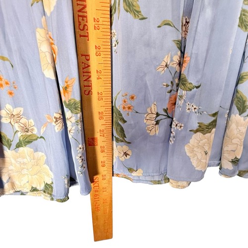 Current Air Pleated Midi Dress Floral Womens SIZE MEDIUM Silky Baby Blue Cottage - Picture 8 of 13