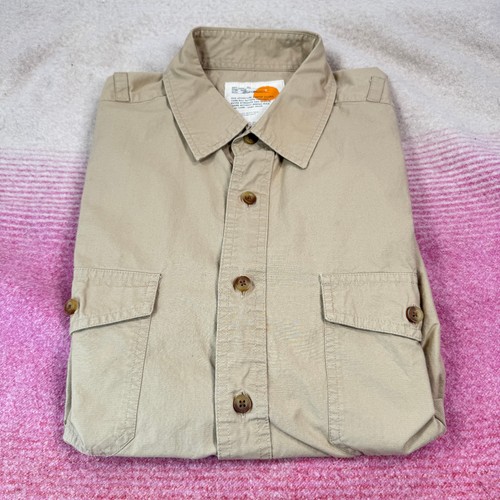 Eddie Bauer Ripstop Short Sleeve Shirt Men’s L Khaki Dual Pocket 100% Cotton - Picture 1 of 7