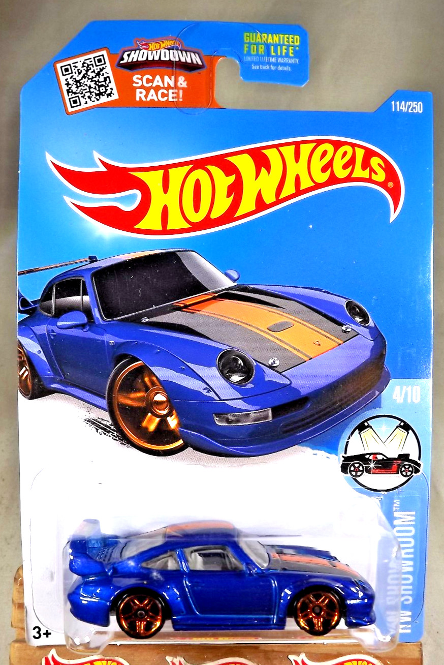 2016 Hot Wheels #114 HW Showroom 4/10 PORSCHE 993 GT2 Blue w/Gold Pr5 Spokes
