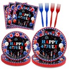 96 Pcs Patriotic Party Plates, Independence Day Party Decorations 4th of July
