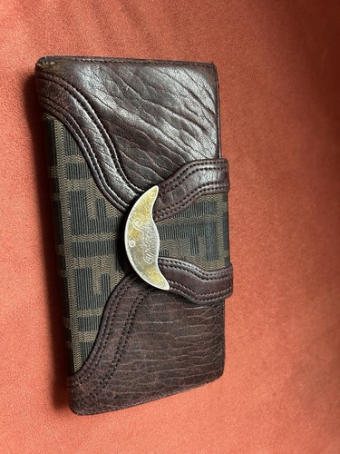 Fendi Zucca Long Wallet Leather Canvas Authentic