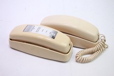 2X AT T 210 Basic Trimline Corded Phone Single Line No AC Power Required Beige