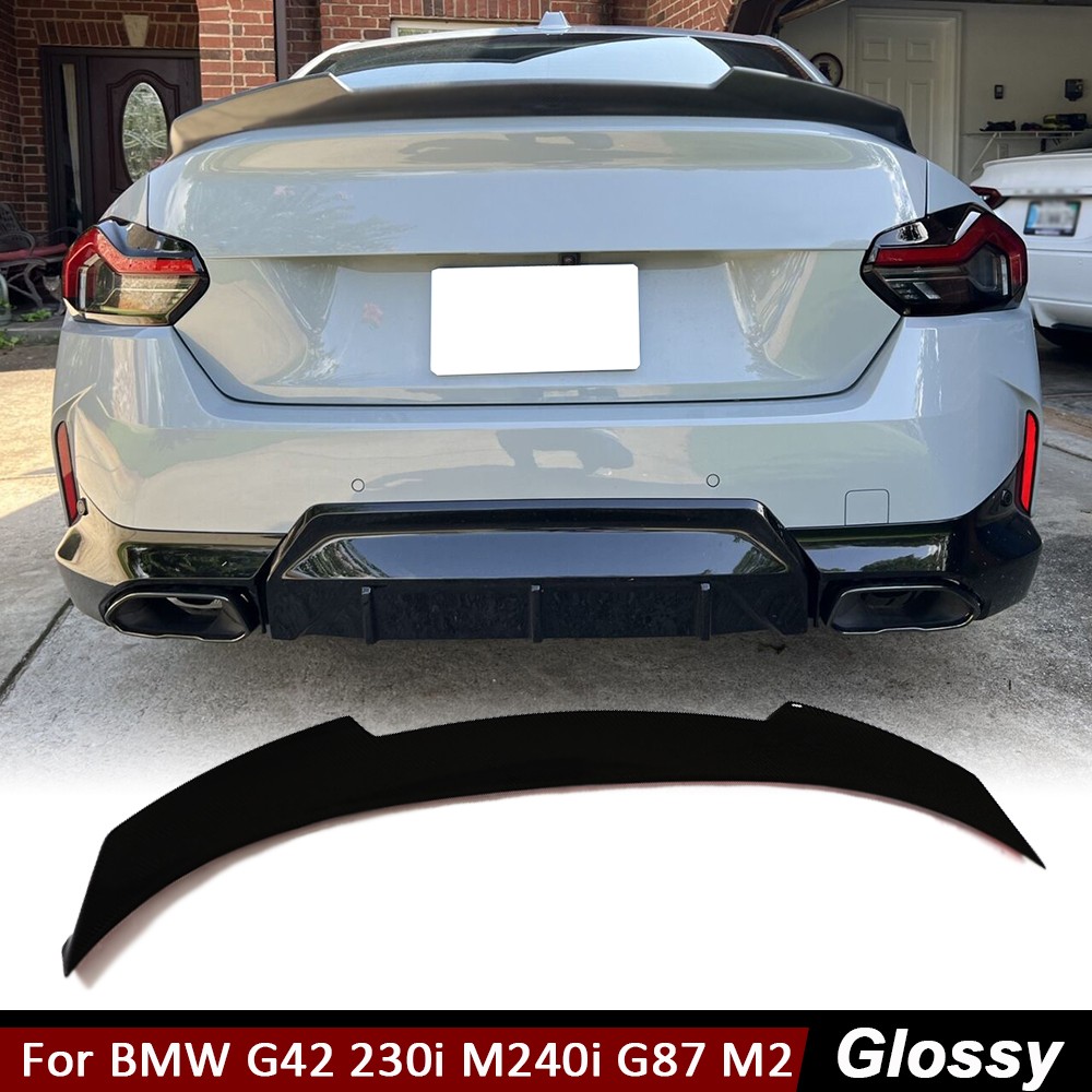 For BMW G42 230i M240i G87 M2 Coupe 2021-23 Gloss Black Rear Trunk Spoiler Wing