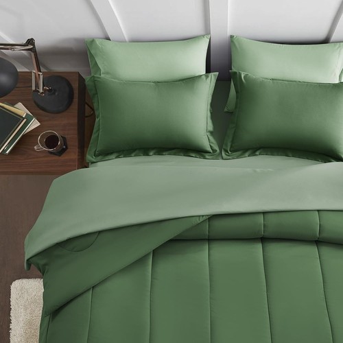 Maple&Stone Full Size Comforter Set 7 Pieces Bed in a Bag - Full, Olive Green - Picture 3 of 7
