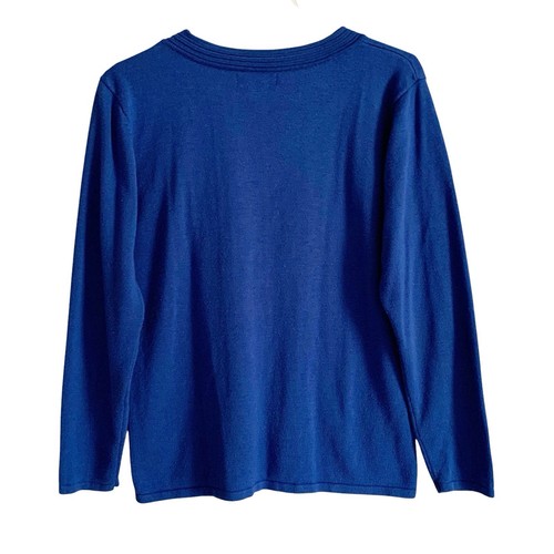 Jenny Knit Sweater Top Womens Size Large Blue Long Sleeve V-Neck Embroidered - Picture 4 of 9