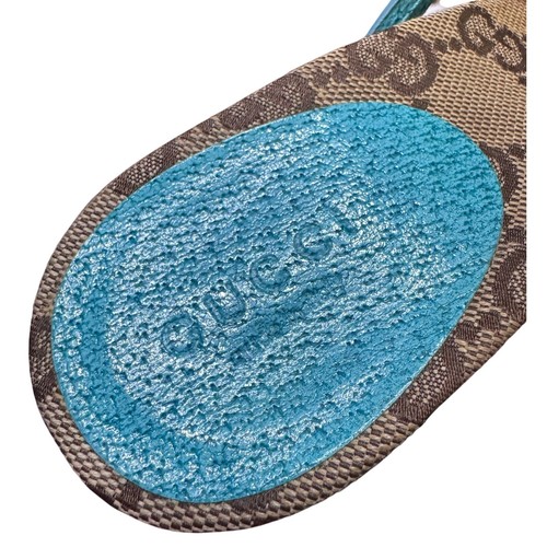 Echte Gucci GG Canvas Logo türkis blau Riemchen Absatz Sandalen Größe 36 C mit Karton - Bild 9 von 15