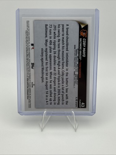 2025 Topps Coby Mayo Flagship Base Card #43 Baltimore Orioles Rookie RC - Picture 12 of 12