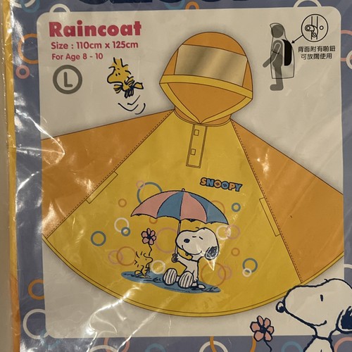 Peanuts Snoopy gelber Regenmantel Poncho mit Kapuze und Taschen Kind Alter 8-10 Größe L - NEU - Bild 3 von 7