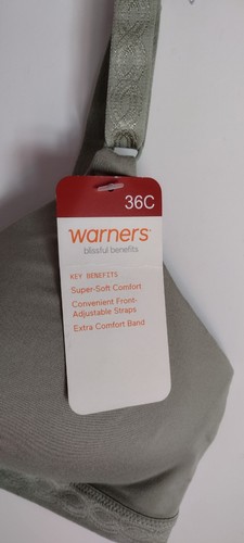 Warners Bra 36C Wire Free Wireless Padded Cups Adjustable PISTACHIOCloud 9 01269 - Picture 2 of 9