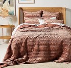 NEW Anthropologie Lustered Velvet Alastair Queen Quilt In Peach