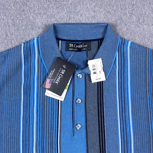 NWT St. Croix Shirt Mens 2XL 3D Stripes Coastal Blue Made in USA $395 - Picture 4 of 11