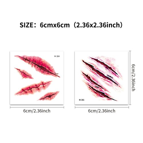 20 Sheets 3d Realistic Scar Tattoos - Waterproof Fake Bloody Wound Stickers - Picture 23 of 24