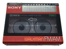Rare Sony WM-F15 Walkman Cassette Player AM/FM Stereo Red Vintage Junk For Parts