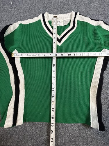 Vtg 80’s Albion V Neck Sweater Women’s Small Green Knit Cheer Dance Drill - Picture 5 of 6