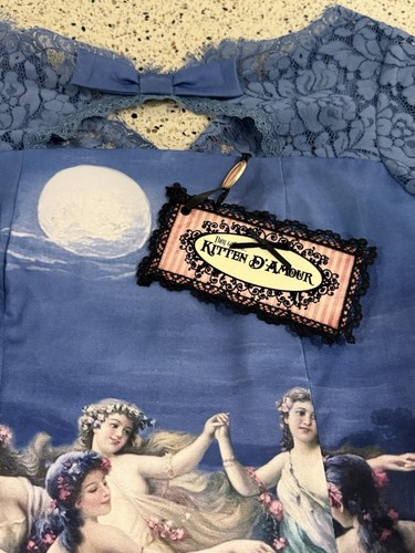 Kitten D’amour La Luna Peek-a-boo Top AU 4 Fitted Cut Out Lace Blue Moon Stretch - Picture 9 of 14