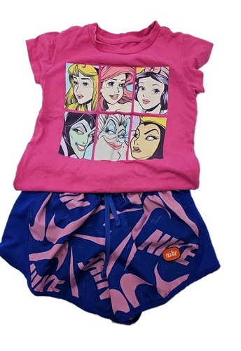 Nike Girls Shirts Shorts Outfits Lot 3-4 Years Floral Princess Spellout - Picture 2 of 13
