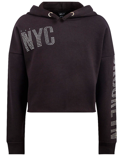 Gilrs Hoodie Pullover New Look 915 Jumper Cropped Top Black Brooklyn Diamantè