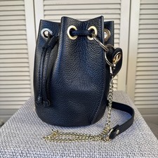 NWT Diva's Luxury Italian Designer Black Pebbled Leather Bucket Handbag Purse 6