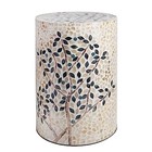  Mother of Pearl Cylinder Drum End Table Nacre Side Stool Round Accent Table 
