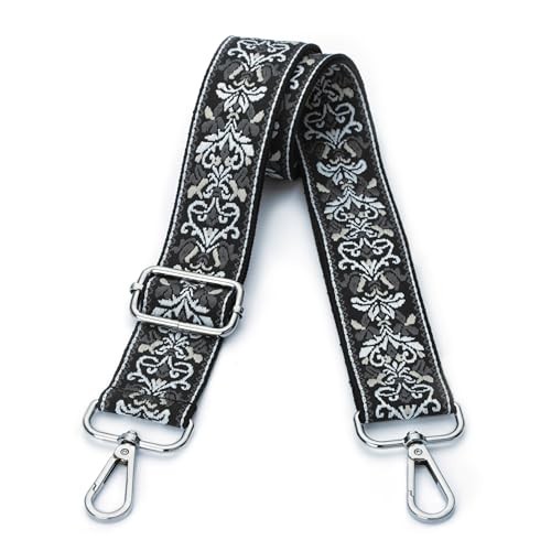 Purse Straps Replacement Crossbody Bag Strap for Purses Black White Flower - Picture 1 of 5