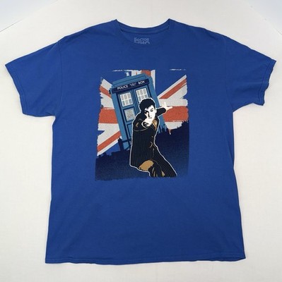 Dr Who T Shirt  Sz XL  Tardis Union Jack Flag David Tennant Graphic Print