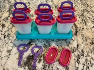 23pc Set Tupperware ICE TUPS Popsicle Mold Pink/Purple/Turquoise/Sheer- Wow