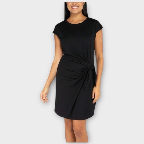 Neu mit Etikett Nicole Miller Damenkleid Knoten Rundhalsausschnitt Größe XL schwarz P217 - Bild 2 von 8