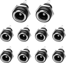 10 Pack DC Power Jack Panel Mount Connector,DC 5.5mm x 2.1mm Female 2 Pin Solder