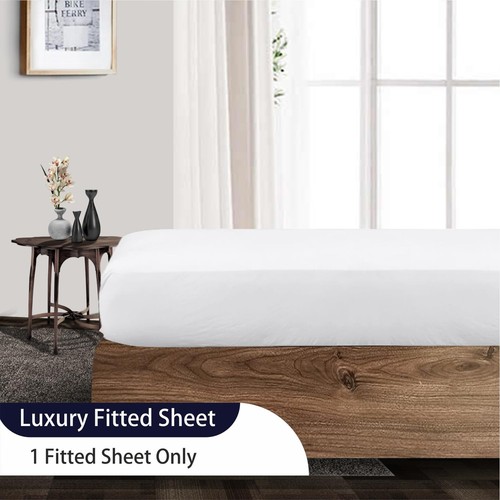 100% Egyptian Cotton 600 TC Queen Size Fitted Sheet Only Soft, Smooth Sateen ... - Picture 2 of 5
