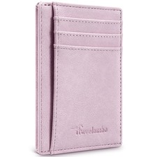 Travelambo Slim Wallet Front Pocket Minimalist Leather RFID Blocking Medium Size