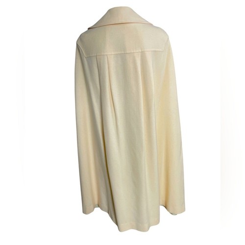 Vintage Ivory 100% Wool Cape With Pockets, Size Medium/Large, Retro Glam, Luxury - Picture 3 of 11