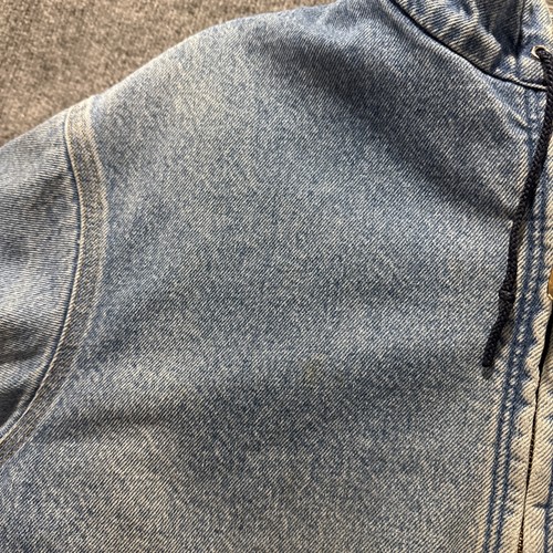 Vintage 90’s Carhartt Denim J08 DST Full Zip-Up Light Blue THRASHED Jacket Men’s - Bild 12 von 24