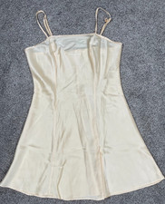 Vintage Victorias Secret Slip Dress Womens XS 100 Silk Mini Yellow Chiffon Top