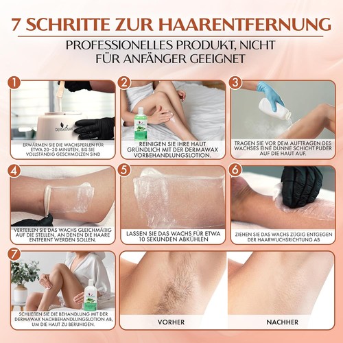 Vegan Hypoallergen Silky Peach Waxing Perlen zur Haarentfernung Brazilian - Bild 5 von 9