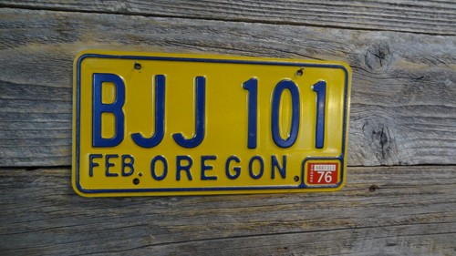 Oregon Passagierkennzeichen 1976 gelb und blau geprägt Originalschild !!!!!