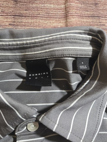 Dunning Golf Mens Large Gray Striped Polo Shirt Stretchy TPC Sawgrass EUC - Picture 2 of 8