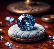 Loose 1.00 Ct Round Cut Lab Grown Diamond Natural Blue Color VVS1 Certified