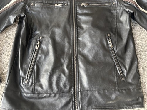Point Zero Motorcycle Riding Jacket Mens Small Black Y2K 2000s Biker Grunge Punk - Picture 5 of 16