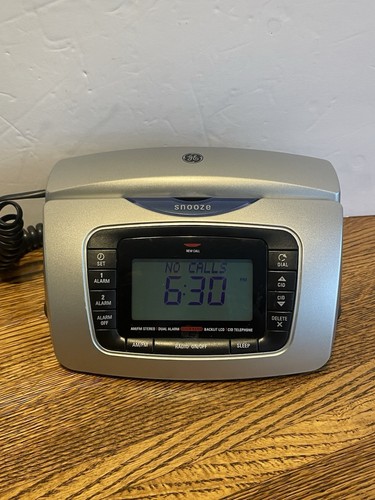 GE 29297GE3-A Clock Radio Telephone AM/FM Dual Alarm CID Backlit LCD TESTED