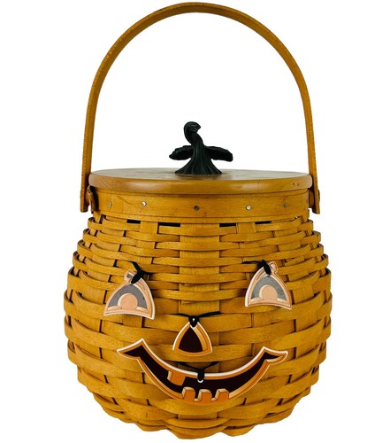 Longaberger Pumpkin Patch Jack-O-Lantern Halloween Basket Lid & Protector 2001