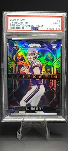 2024 Panini Prizm JJ McCarthy Prizmatic Green Prizm RC #8 PSA Mint 9 - Foto 1 di 2