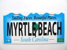 SOUTH CAROLINA LICENSE PLATE VANITY "MYRTLE BEACH", USED, VGC, NICE