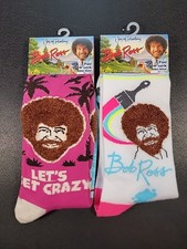 New Set Of 2 Bob Ross Crew Socks One Size Fits All Joys Of Painting