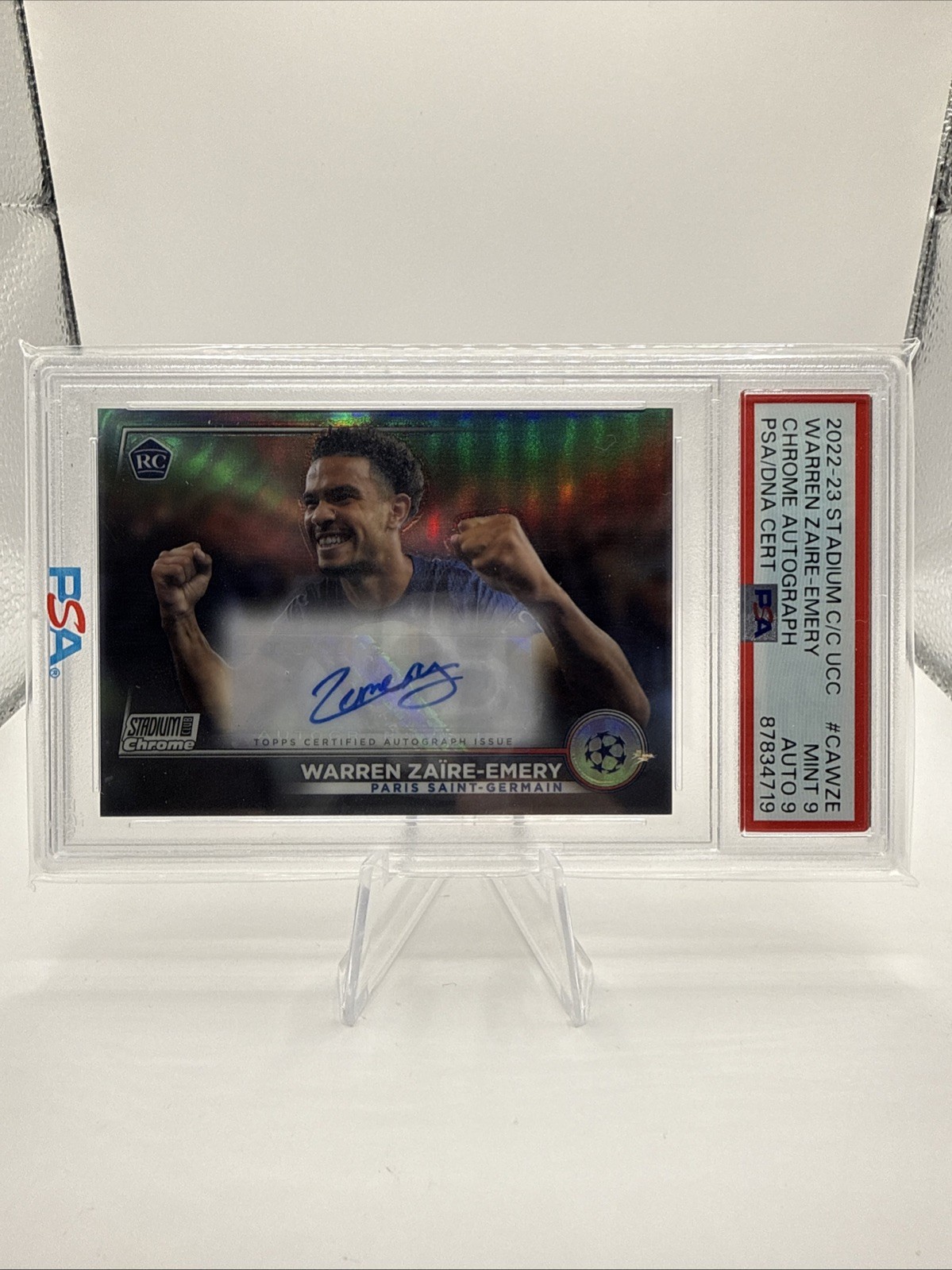 WARREN ZAIRE-EMERY PSA 9 2022 TOPPS STADIUM CLUB CHROME UCC #CA-WZE ROOKIE AUTO