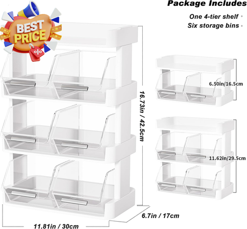 Tea and Coffee Organizer 4 Layer Tea Bag Holder Stackable Coffee Pods Station - Picture 2 of 10