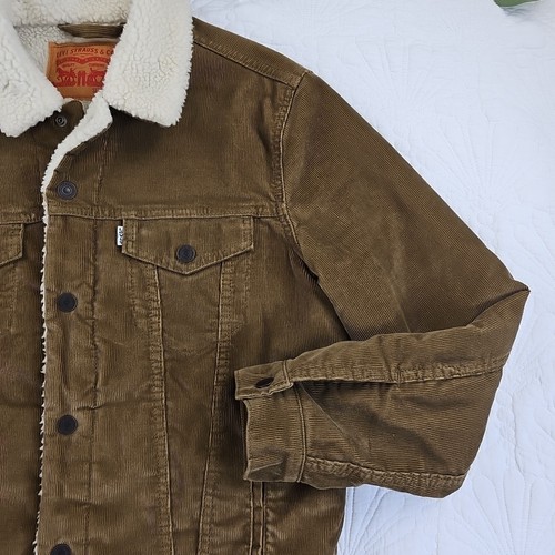 Chaqueta de Camionero Levi's Marrón Courdroy Sherpa Forrada de Vellón a Presión Para Hombre Talla M - Imagen 3 de 10